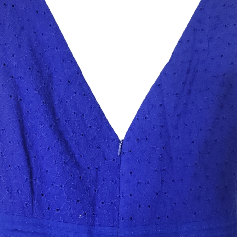 Sandra Darren Royal Blue V Neckline Sleeveless Fit and Flare Dress Size 8 - Picture 8 of 13